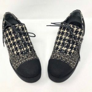 Chanel 36.5 Black Tweed Platform Shoes 2972-7-11621